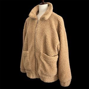 I AM GIA Faux Shearling Sherpa Pixie Coat Size S Fuzzy Oversized Patch Pockets